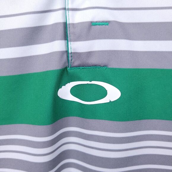 Oakley Polo Shirt Mens XL Striped Green, White Hydrolix Performance - Picture 3 of 14